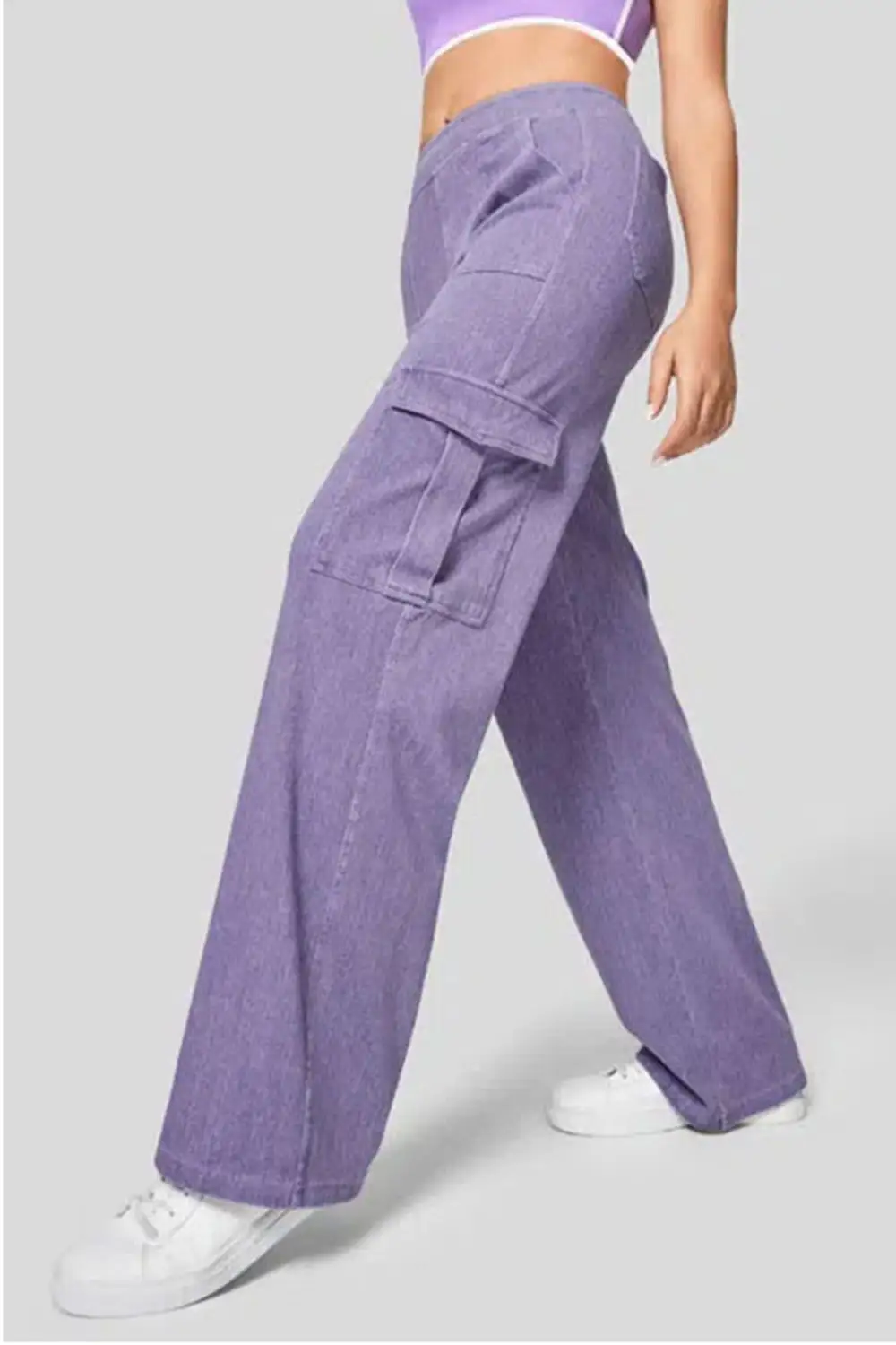 Refined High-Waist Washed Pocketed Stretch Straight Leg Jeans