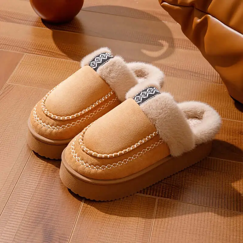 Plush Comfort Platform Slip On Slippers