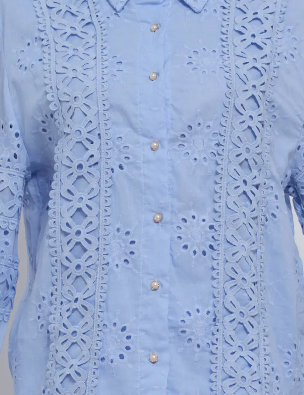 Boho Eyelet Button Down Blouse and Tiered Maxi Skirt Set