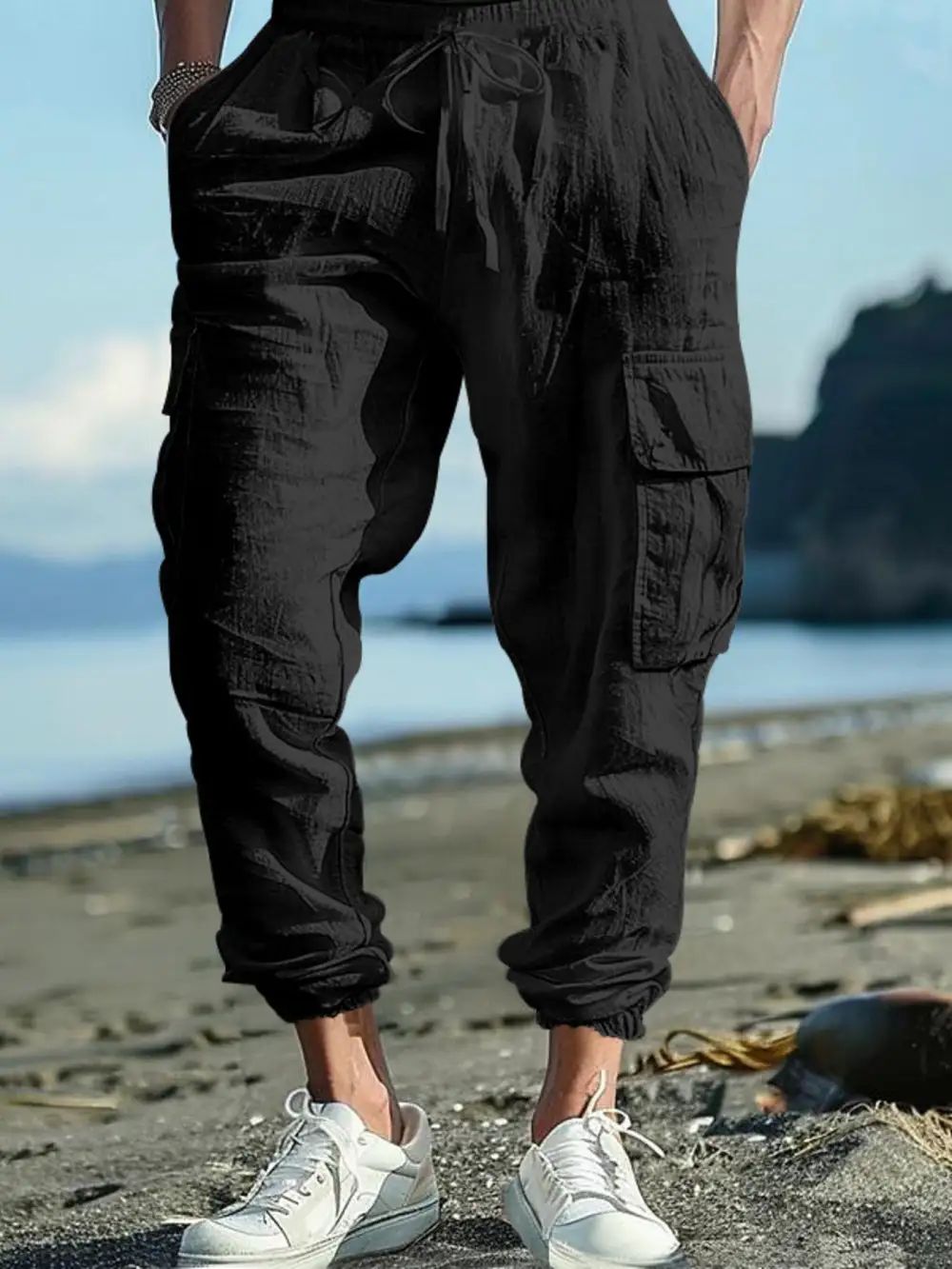 Refined Men's Full Size Casual Cargo Pants with Drawstring
