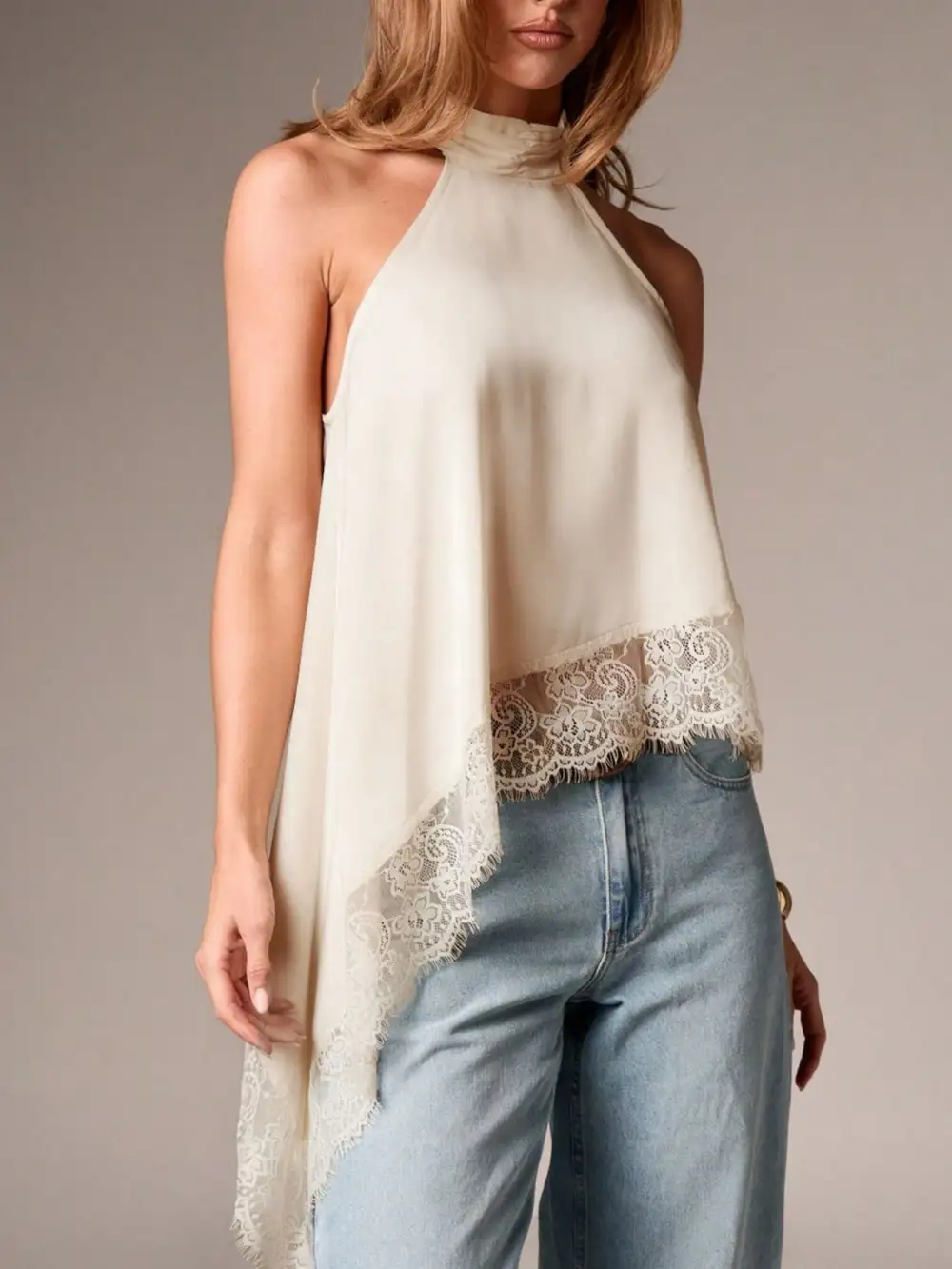 Halter Neck Lace Trim Cami
