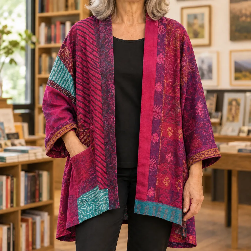 Patchwork Soft Knit Relaxed Cardigan