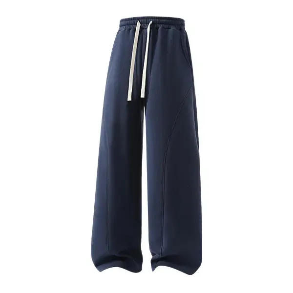 Men's solid-color drawstring trousers with curved hems—casual and comfortable, featuring a relaxed fit suitable for all seasons.