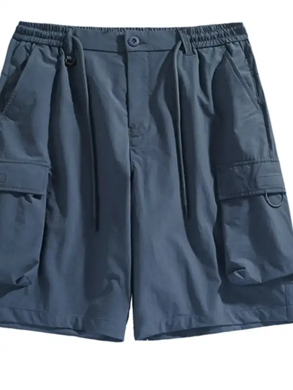 Drawstring Pocket Detail Cargo Washed Casual Shorts