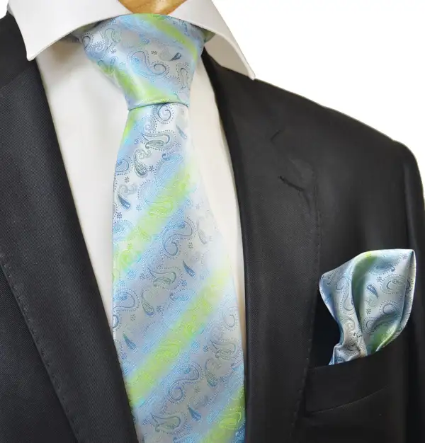 Sophisticated Silk Paisley Men's Necktie With Pocket Square