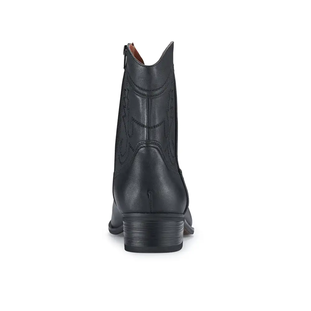 Faux-Leather Pointed-Toe Zip-Up Western Boots
