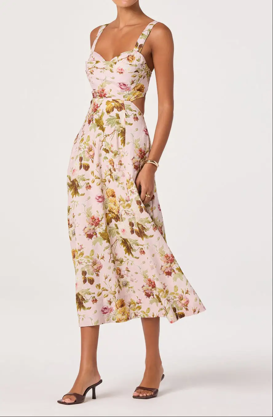 Linen Blend Midi Easy Fit Dress
