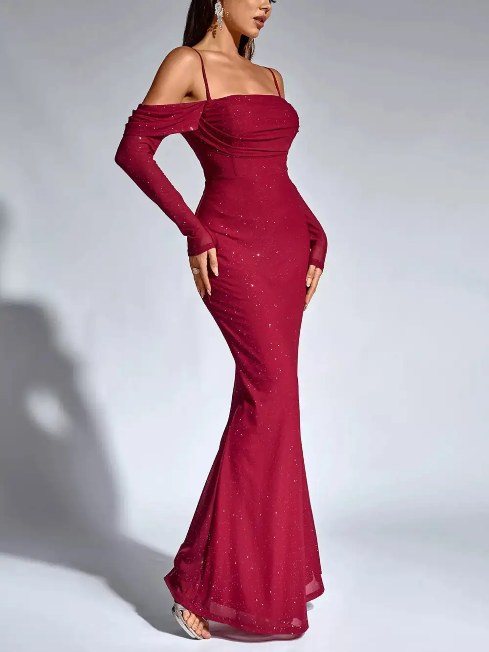 Smooth Finish Ruched Long Sleeve Maxi Dress
