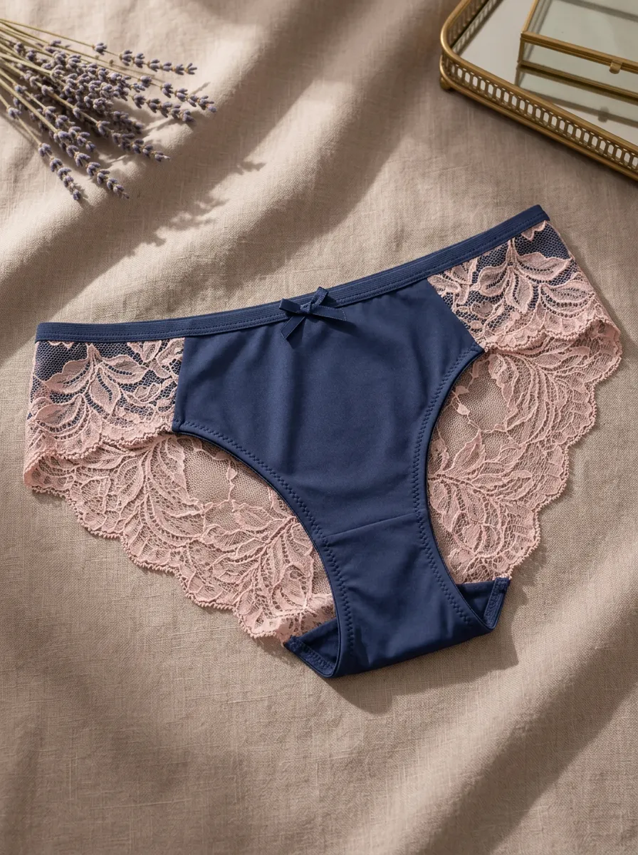 Women's Modern Floral Lace Trim Bowknot Panties