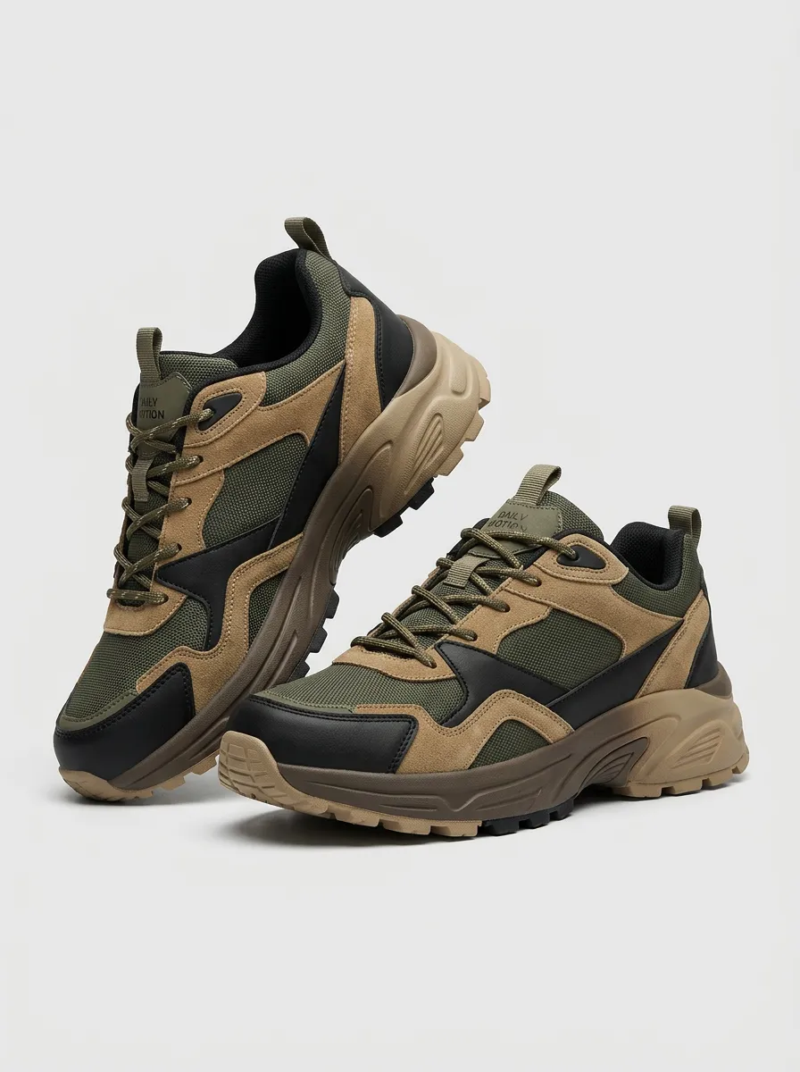 Casual Hiking-Inspired Colorblock Casual Sneakers