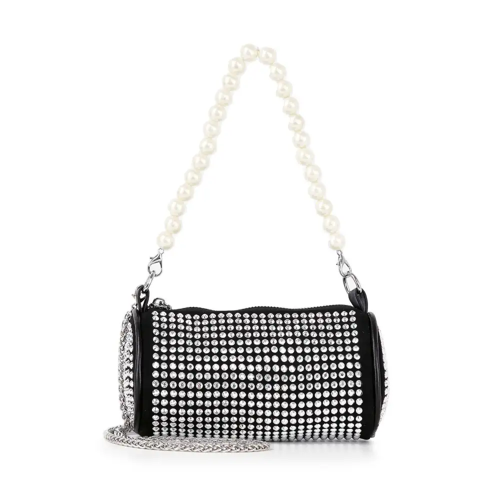 Everyday Detail Crystal Accent Beaded Beaded Accent Faux Leather Evening Clutch Bag