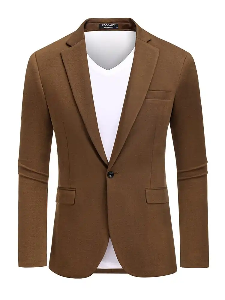 Casual One Button Knit Suit Jacket Sweater