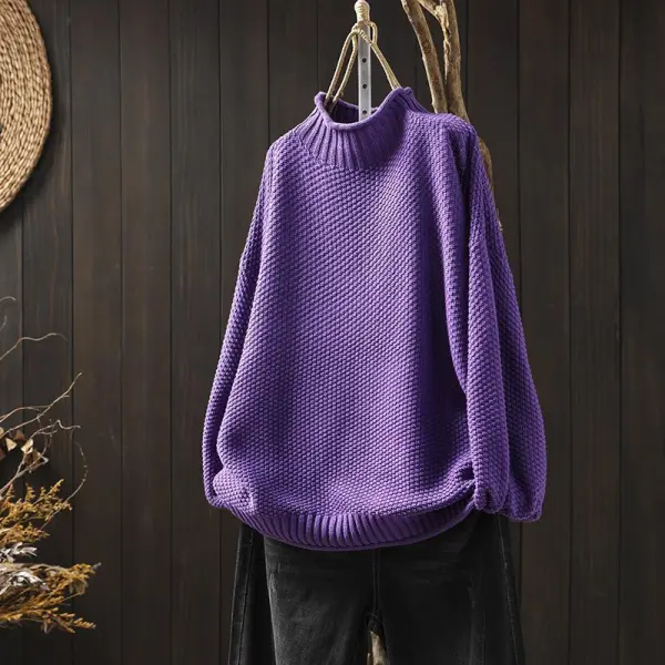 Cozy Oversized Turtleneck Knit Sweater