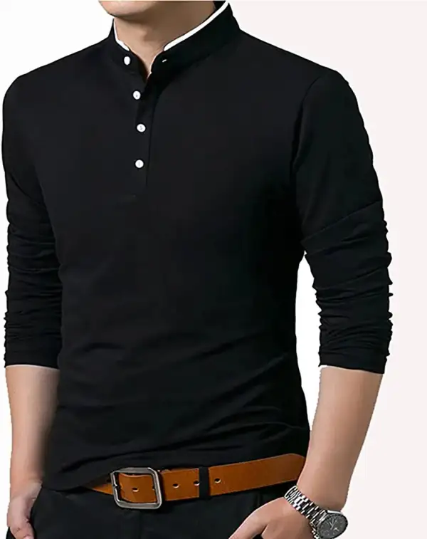 Refined Mandarin Collar Grandad Collar Polo Collar Polo Shirt