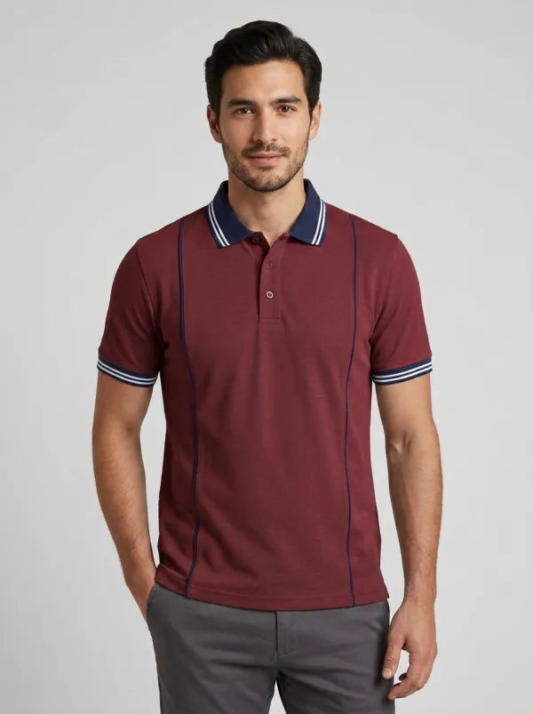 Men's Modern Relaxed Fit Contrast Trim Polo Shirt