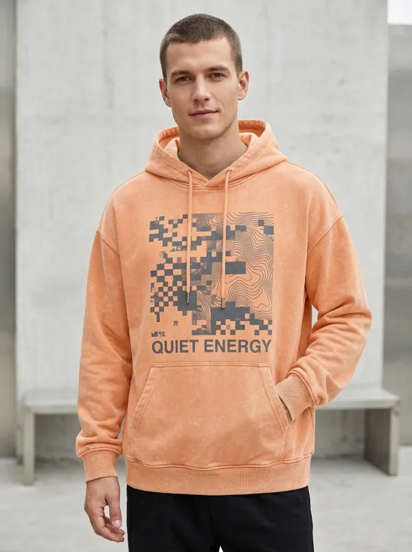 Men's Quiet Energy Pixel Topographic Print Hoodie