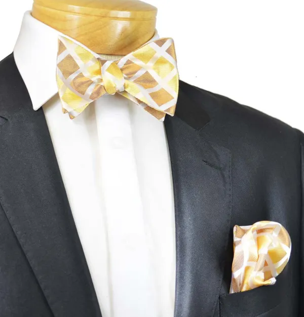 Timeless Checkered Silk Bow Tie Set
