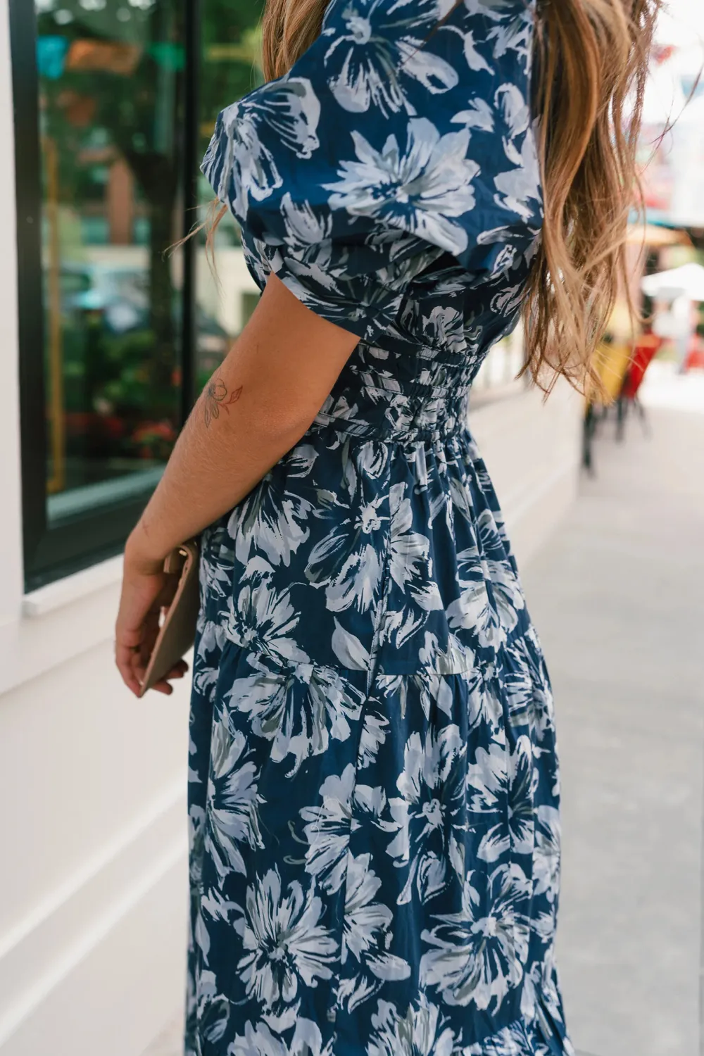 Casual Floral Lapel Midi Dress