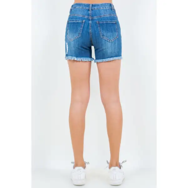 American Bazi High Waist Distressed Frayed Denim Shorts