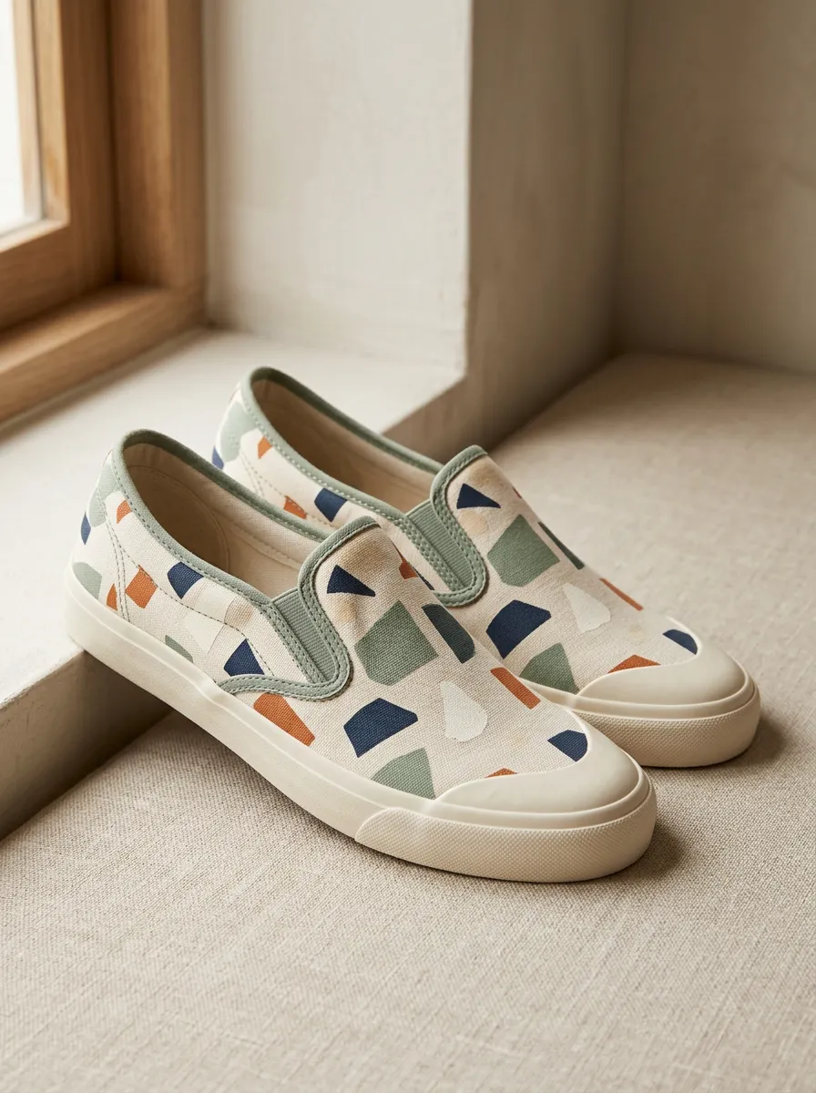 Women's Refined Geometric Terrazzo Pattern Patterned Canvas Shoes