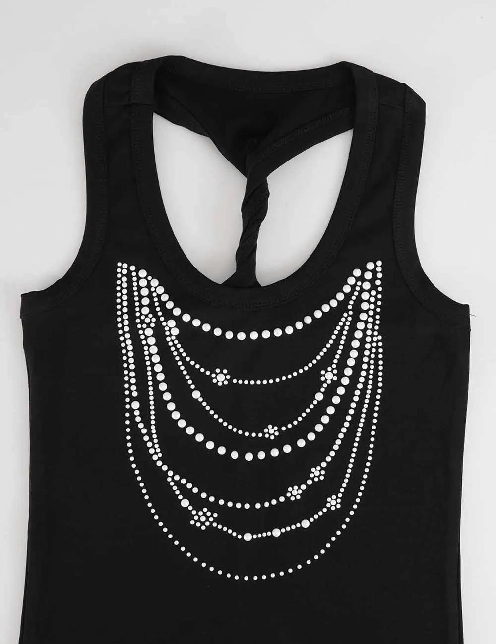 Chic Rhinestone Chain Detail Racerback Tank Top