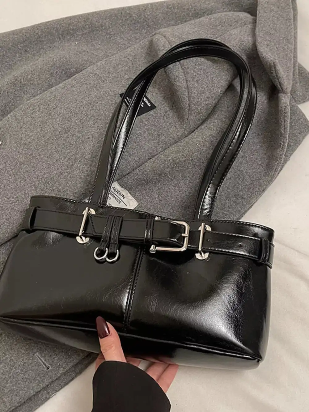 Decorative Buckle Shoulder Bag