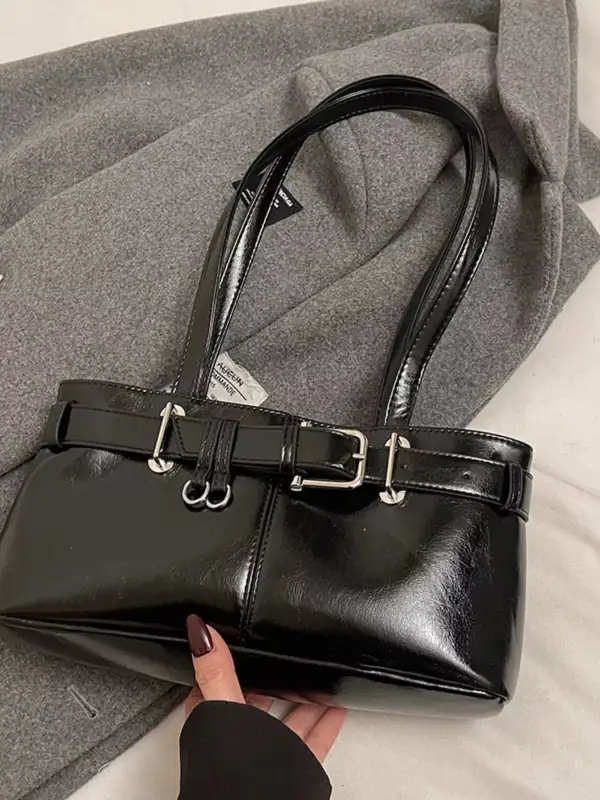 Decorative Buckle Shoulder Bag