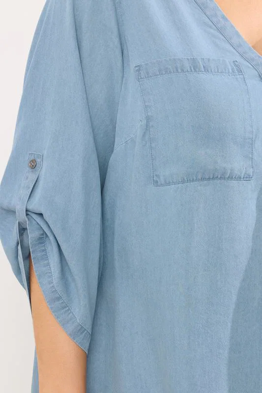 Light Blue Lyocell Overhead Utility Shirt detail 3