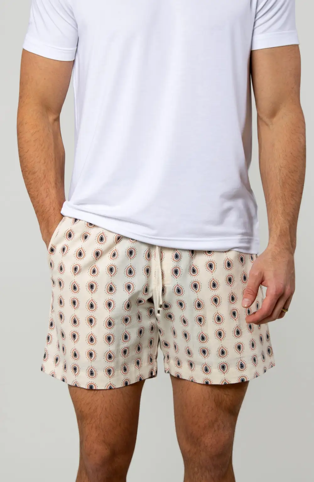 Men's Printed Cotton Drawcord Shorts