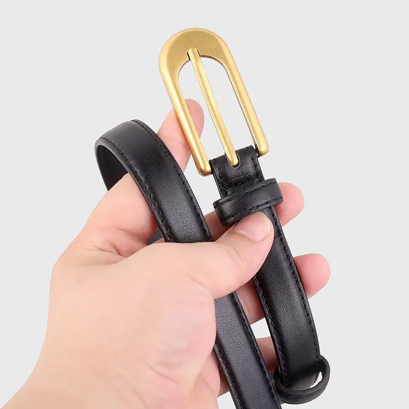 Modern Buckle Skinny Leather Belt