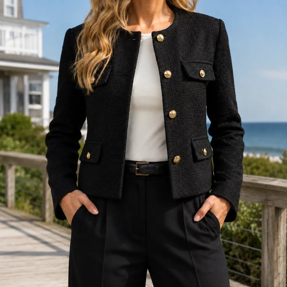 Collarless Cropped Blazer