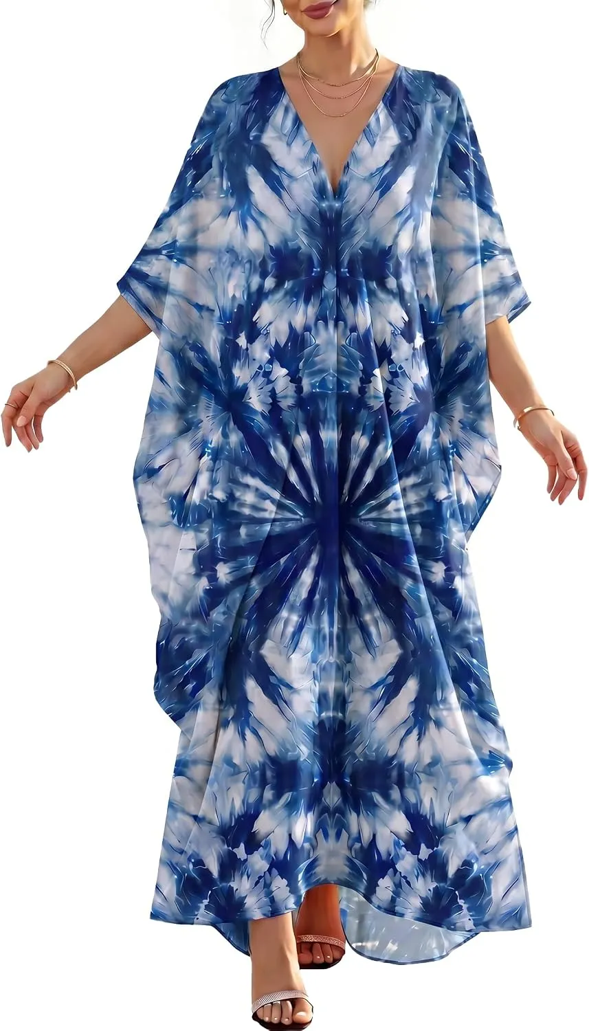 Women Moomoo Dress Beach Cover Ups for Women Long Kaftan Nightgown Muumuu Plus Size Caftan
