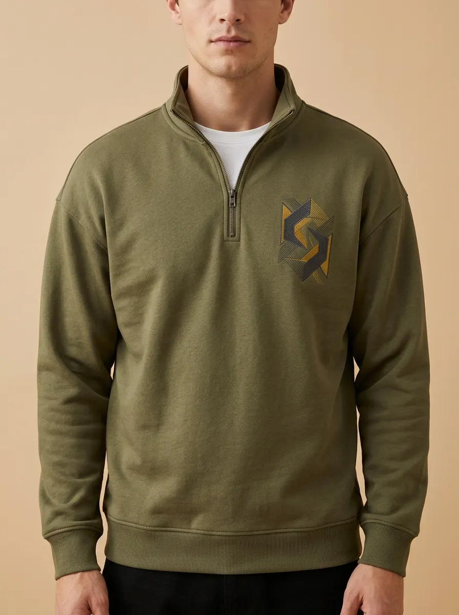 Quarter-Zip Geometric Abstract Men's Half-Zip Sweatshirt
