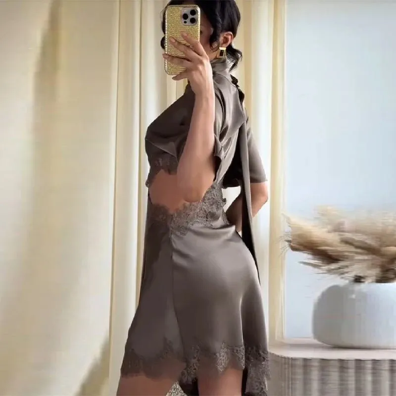 Cut-Out Satin Mini Dress