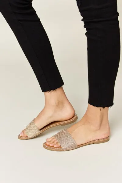 Open-Toe Rhinestone Heeled Sandals