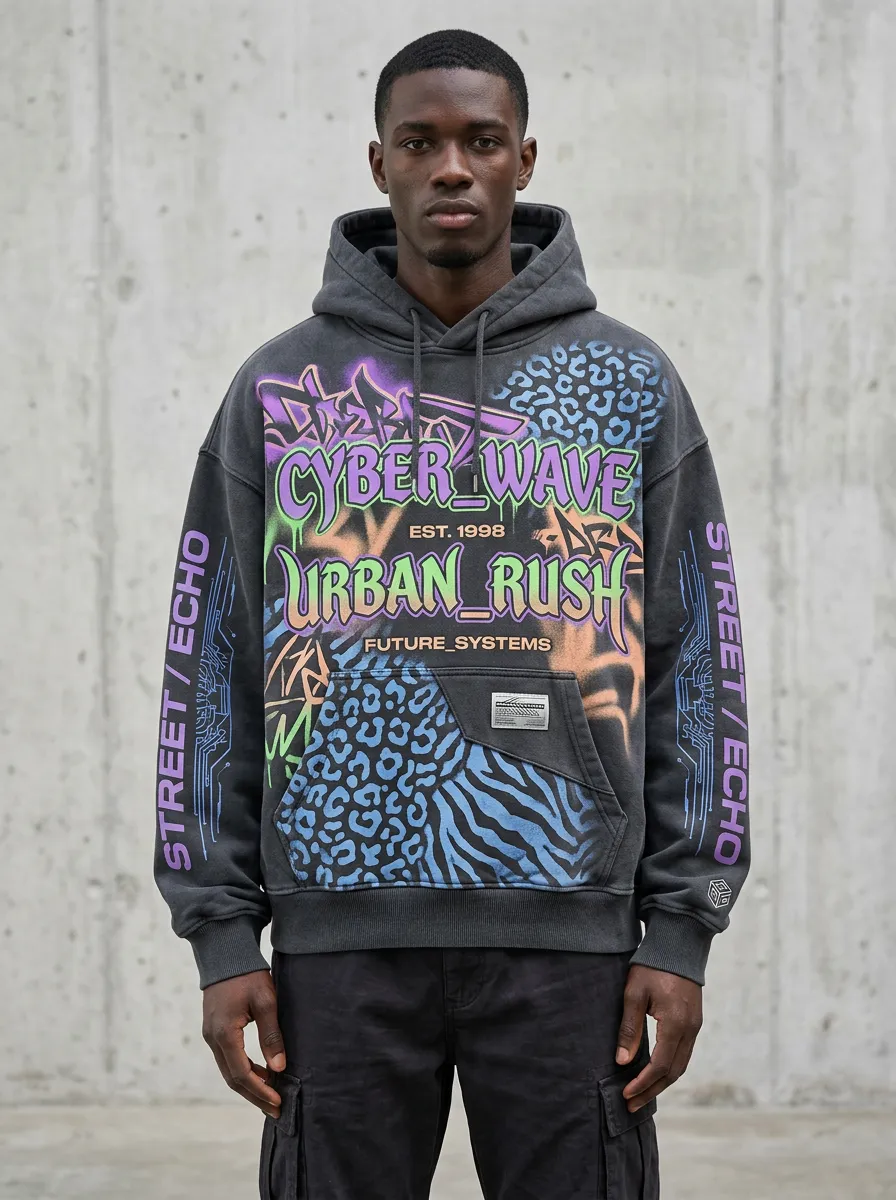 Men's Streetwear Graffiti Animal Graphic Hoodie