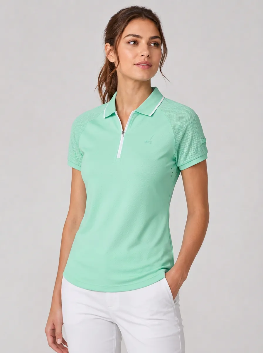 Women's Equestrian Lover Horse Riding Logo Printed Raglan Sleeve Polo Shirt