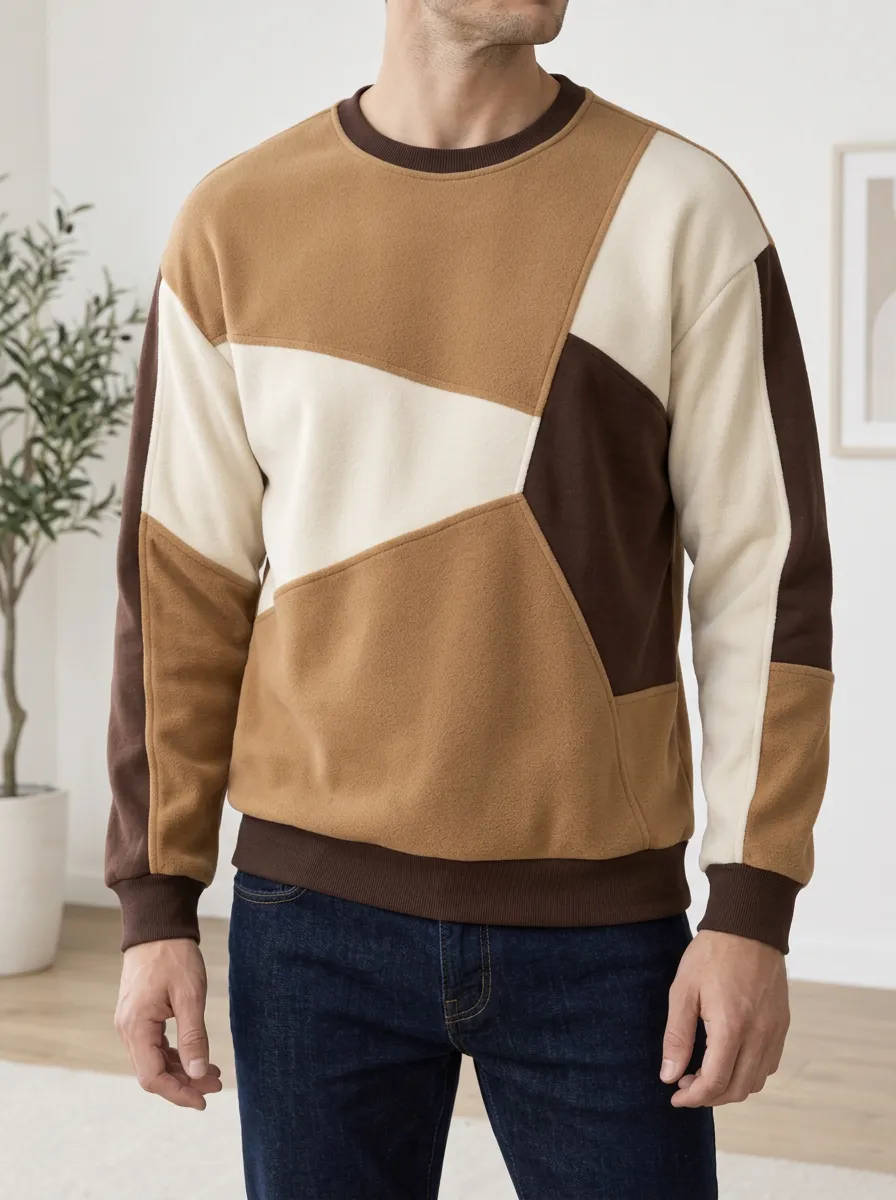 Men's Multi-Tone Colorblock Crewneck Sweatshirt