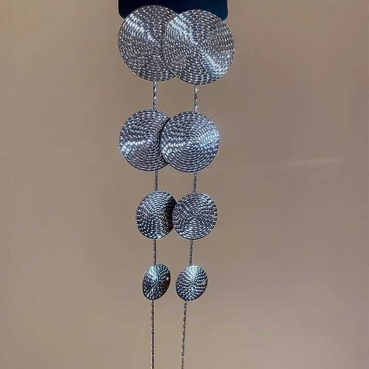 Tassel Round Metal Drop Earrings