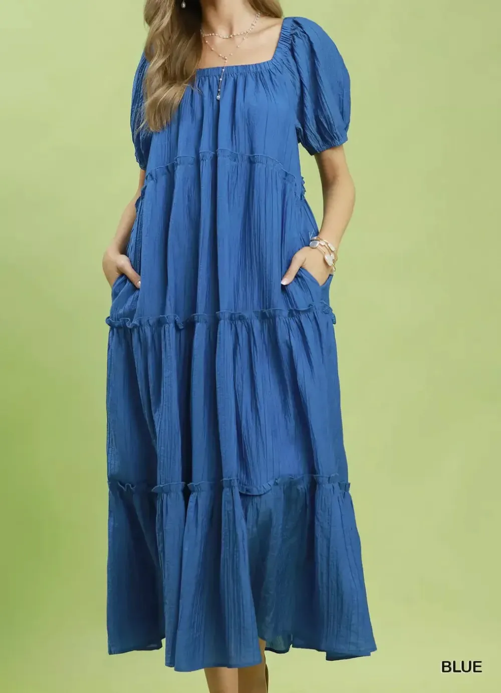 Textured Tiered Midi Dress