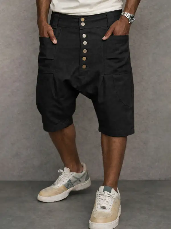 Casual Cotton Drop Crotch Harem Shorts