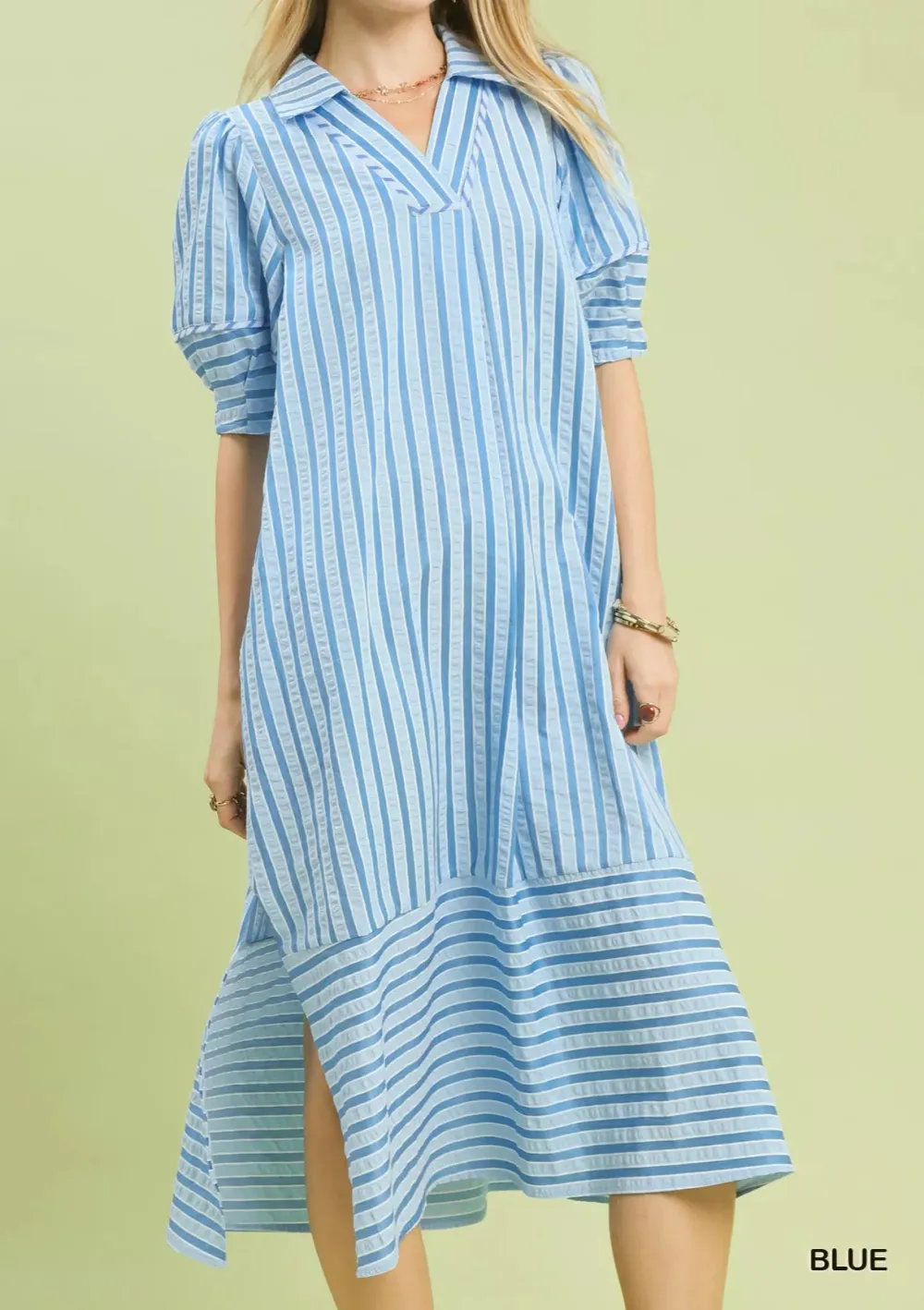 Easy Puff Sleeve Midi Dress