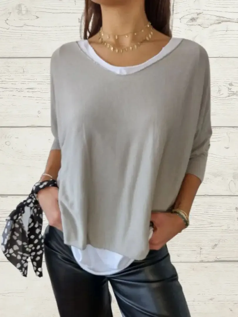 Women's Casual Solid Color Tops and Cami Two-piece Set