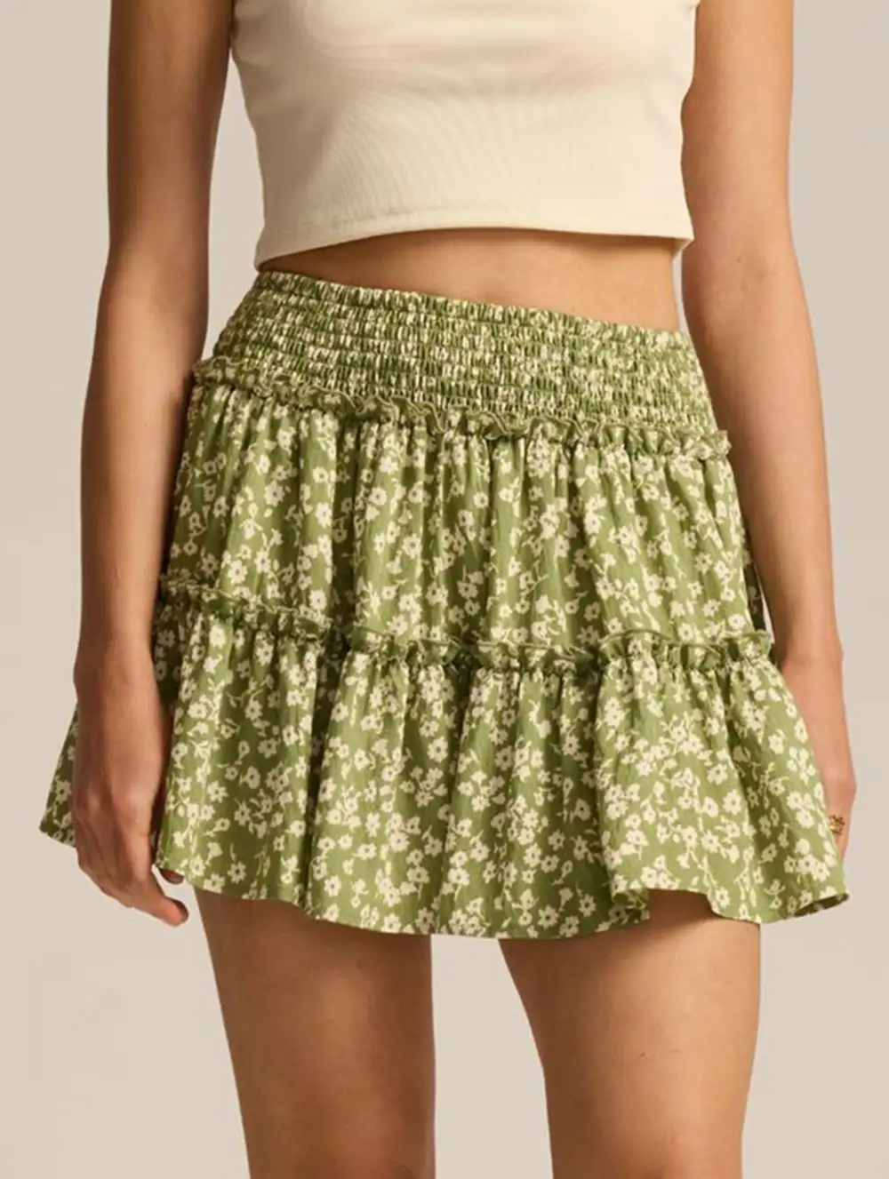 Elastic Waist Midi Skirt
