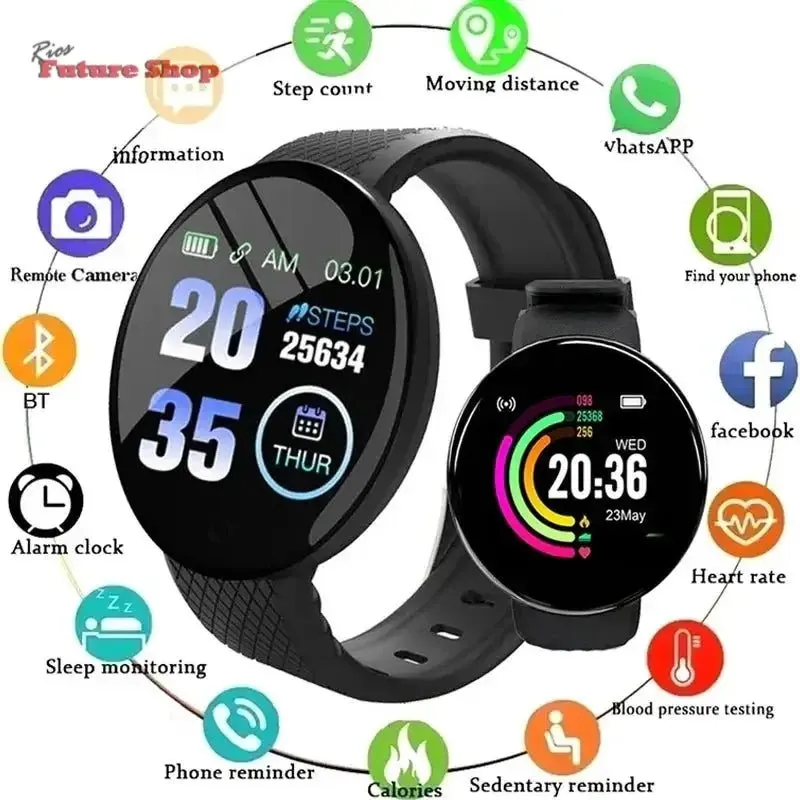 D18 Smartwatch for iOS & Android | Health Monitor | Notifications