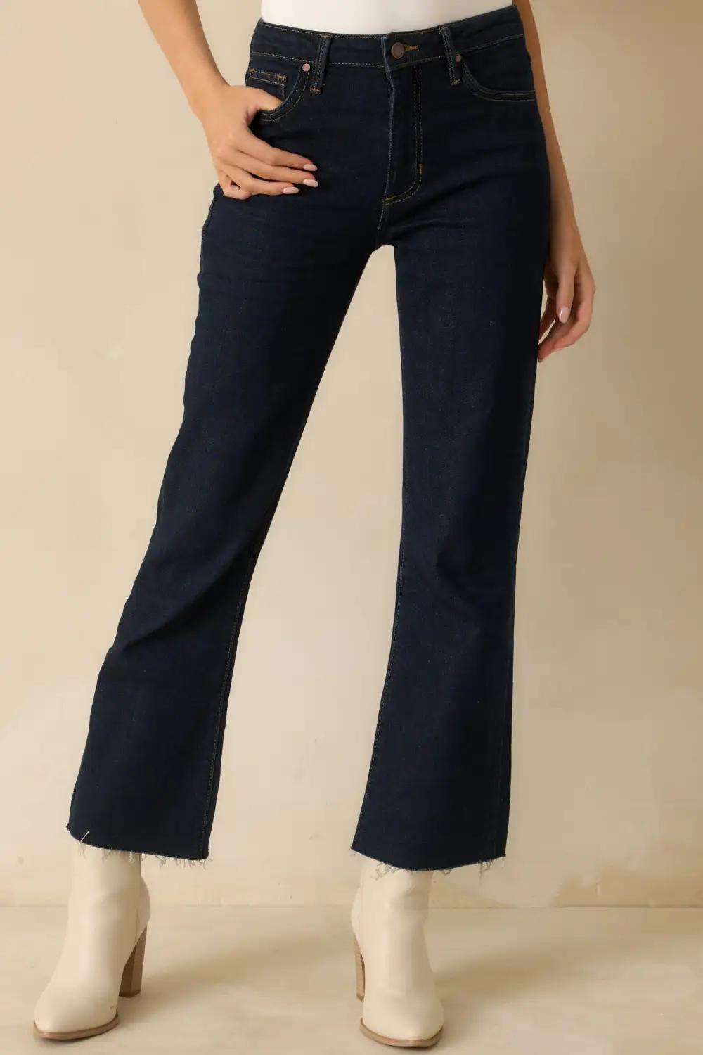 Curve Dark Wash Cropped Flare Jeans