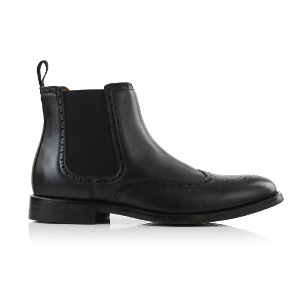 Faux-Leather Wingtip Brogue Chelsea Boots