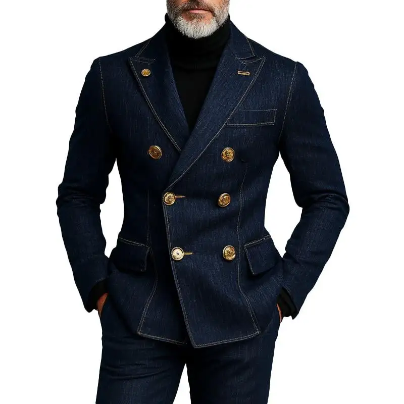 Denim Button Blazer