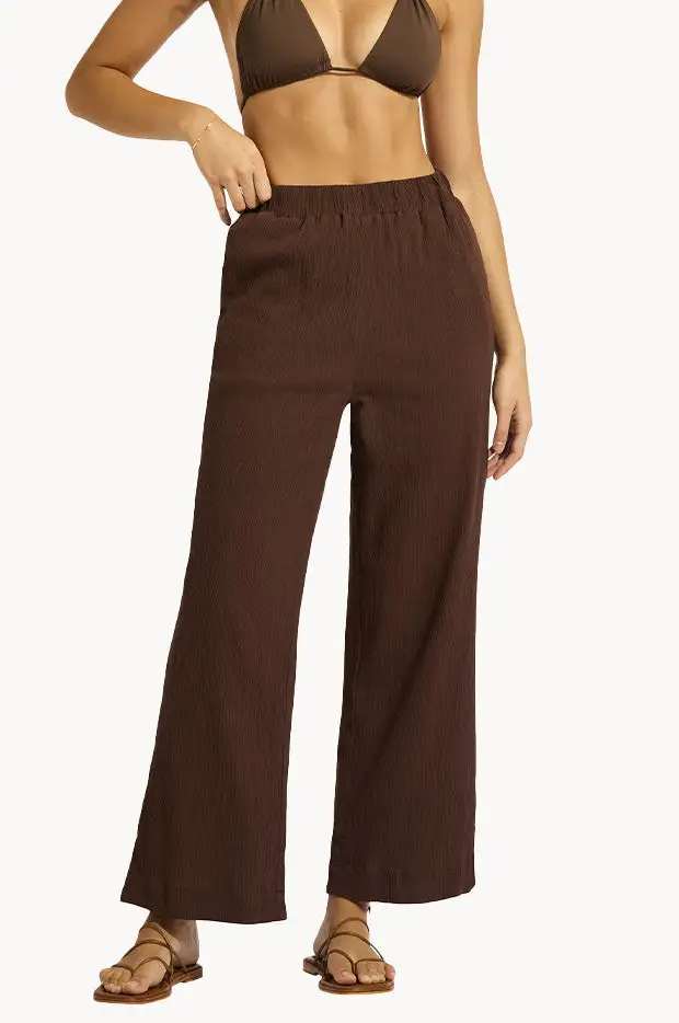 Lined Cotton Crinkle Pants