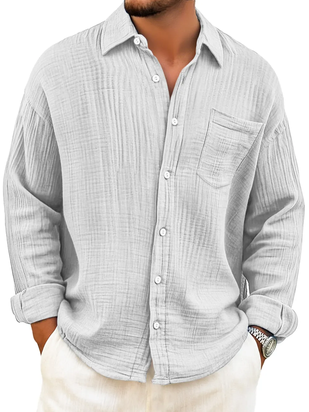 Layered Long Sleeve Pocket Shirt